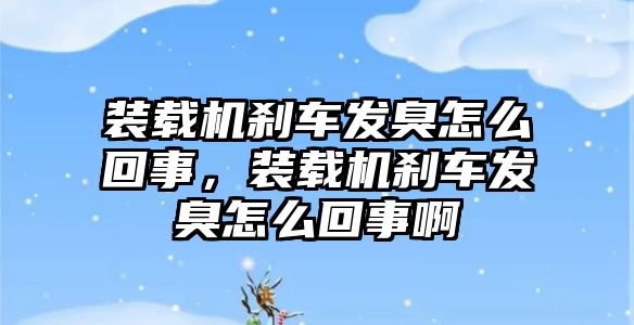 裝載機剎車發(fā)臭怎么回事，裝載機剎車發(fā)臭怎么回事啊