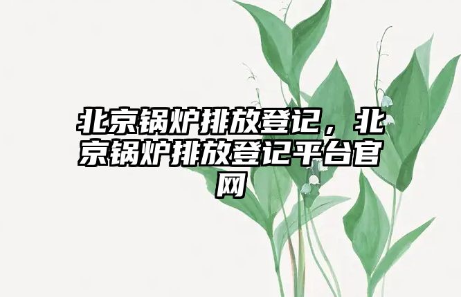 北京鍋爐排放登記，北京鍋爐排放登記平臺官網(wǎng)