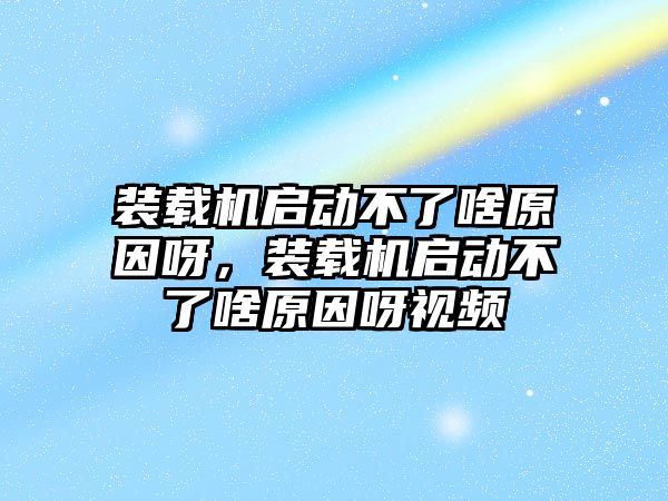 裝載機啟動不了啥原因呀，裝載機啟動不了啥原因呀視頻