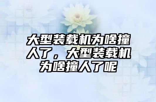 大型裝載機為啥撞人了，大型裝載機為啥撞人了呢