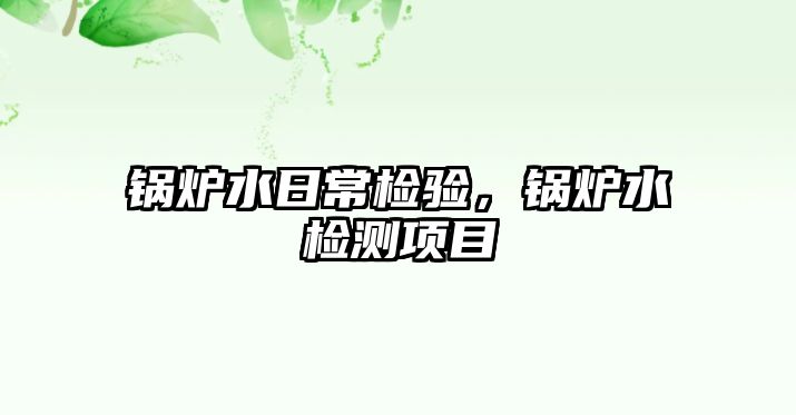 鍋爐水日常檢驗(yàn)，鍋爐水檢測(cè)項(xiàng)目