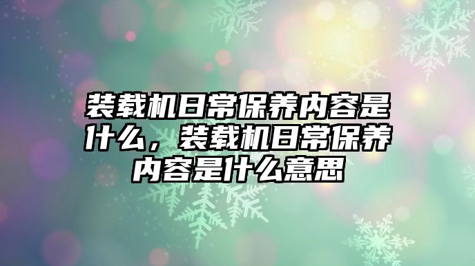 裝載機(jī)日常保養(yǎng)內(nèi)容是什么，裝載機(jī)日常保養(yǎng)內(nèi)容是什么意思