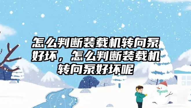 怎么判斷裝載機(jī)轉(zhuǎn)向泵好壞，怎么判斷裝載機(jī)轉(zhuǎn)向泵好壞呢