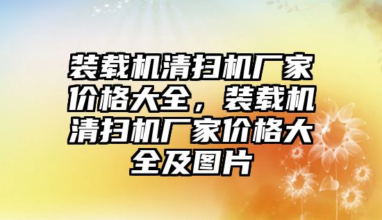 裝載機清掃機廠家價格大全，裝載機清掃機廠家價格大全及圖片