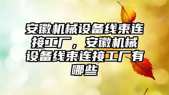 安徽機械設(shè)備線束連接工廠，安徽機械設(shè)備線束連接工廠有哪些