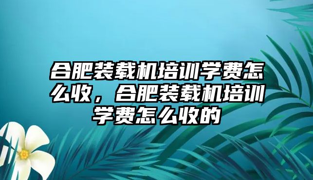 合肥裝載機(jī)培訓(xùn)學(xué)費(fèi)怎么收，合肥裝載機(jī)培訓(xùn)學(xué)費(fèi)怎么收的