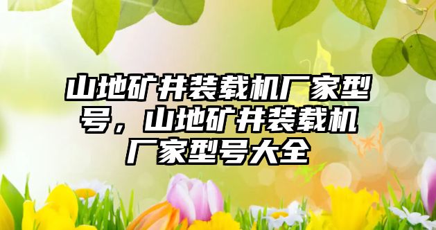 山地礦井裝載機廠家型號，山地礦井裝載機廠家型號大全