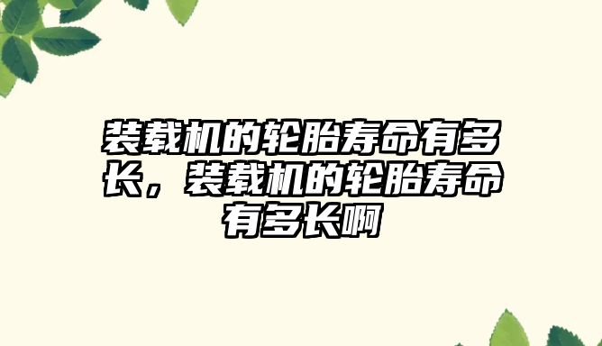 裝載機的輪胎壽命有多長，裝載機的輪胎壽命有多長啊