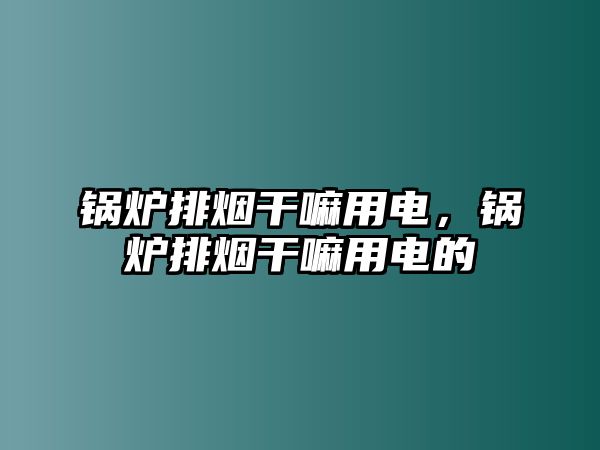 鍋爐排煙干嘛用電，鍋爐排煙干嘛用電的