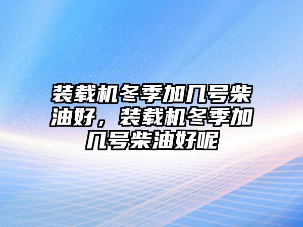 裝載機冬季加幾號柴油好，裝載機冬季加幾號柴油好呢