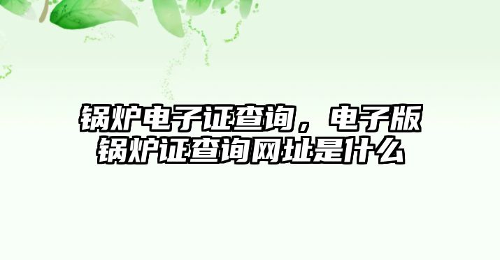 鍋爐電子證查詢，電子版鍋爐證查詢網(wǎng)址是什么