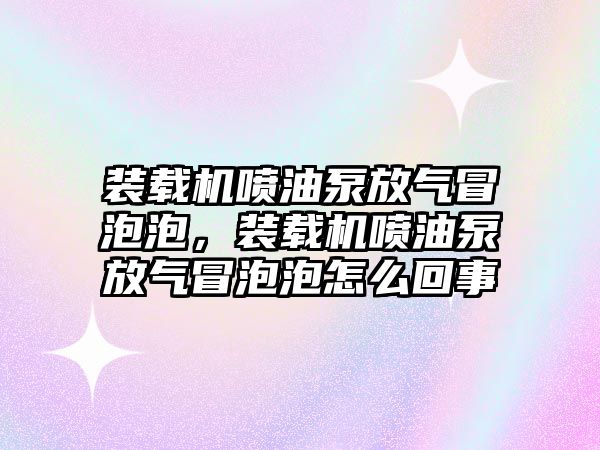 裝載機(jī)噴油泵放氣冒泡泡，裝載機(jī)噴油泵放氣冒泡泡怎么回事